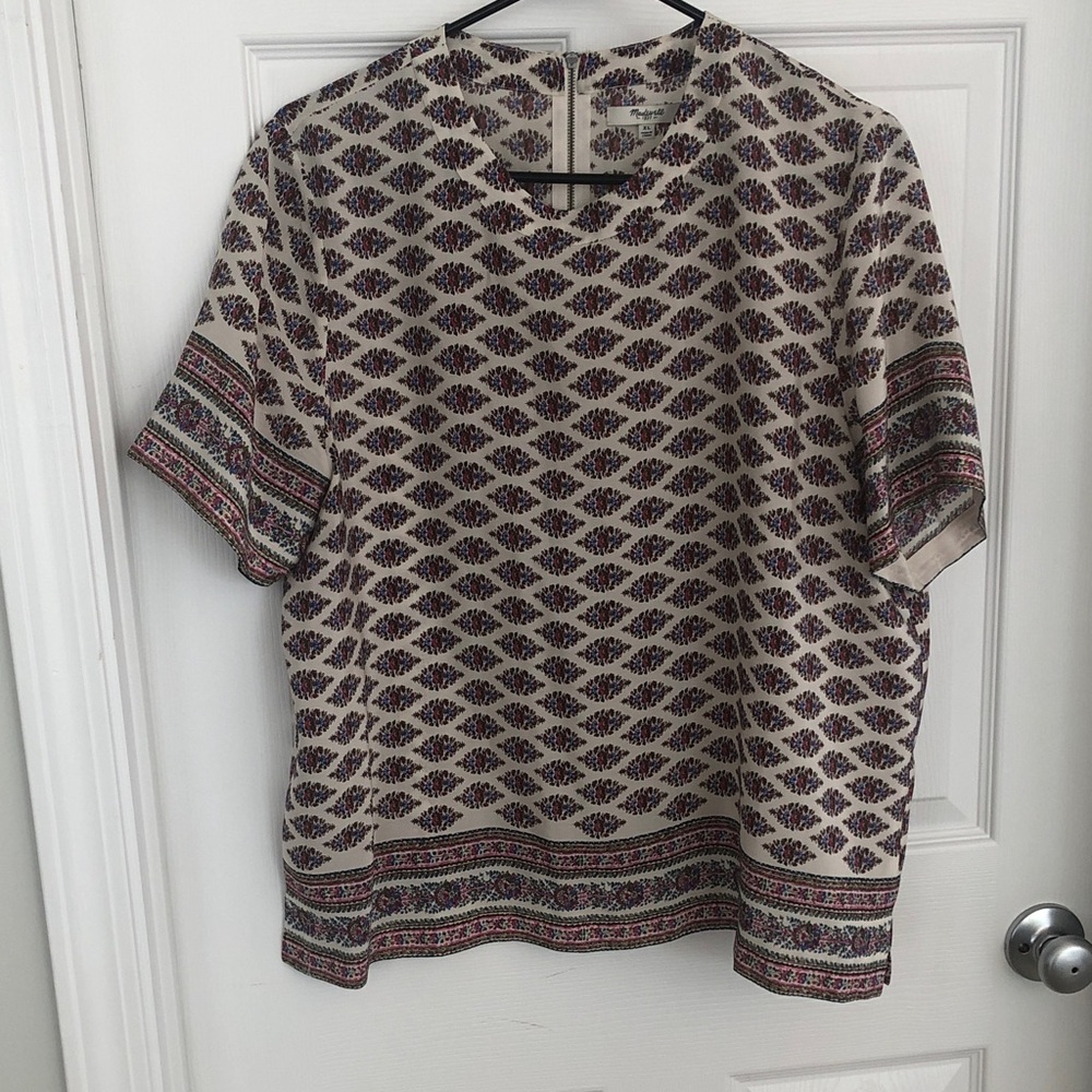 Madewell Cream and Floral foulard Patterned top